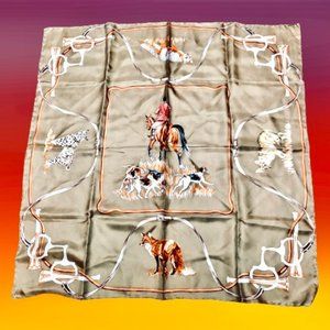 Hermes Scarf Carre 90 Silk Pampa Prairie Cowboy Horse Pattern Rope